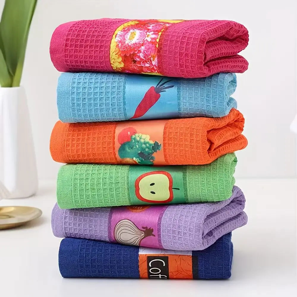 Absorbent Kitchen Dish Towels — 6-Pack