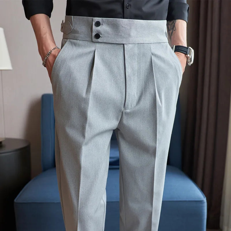 Men's Slim-Fit Dress Trousers – Formal Business Pants