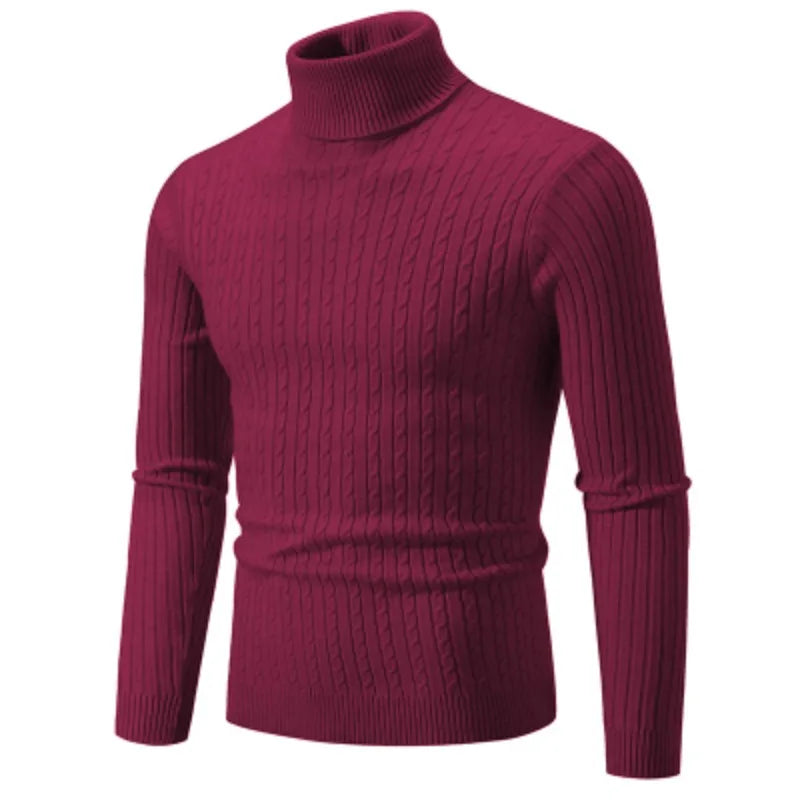 Men's High-Neck Knit Sweater – Warm Casual Turtleneck