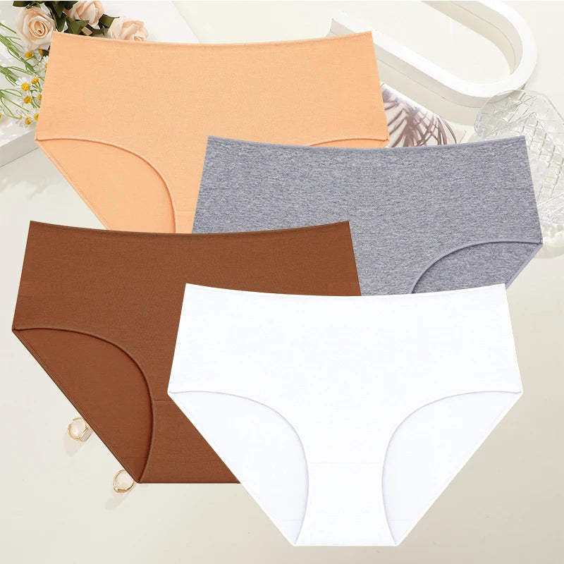 Women's High-Waist Cotton Briefs – 4-Pack Seamless
