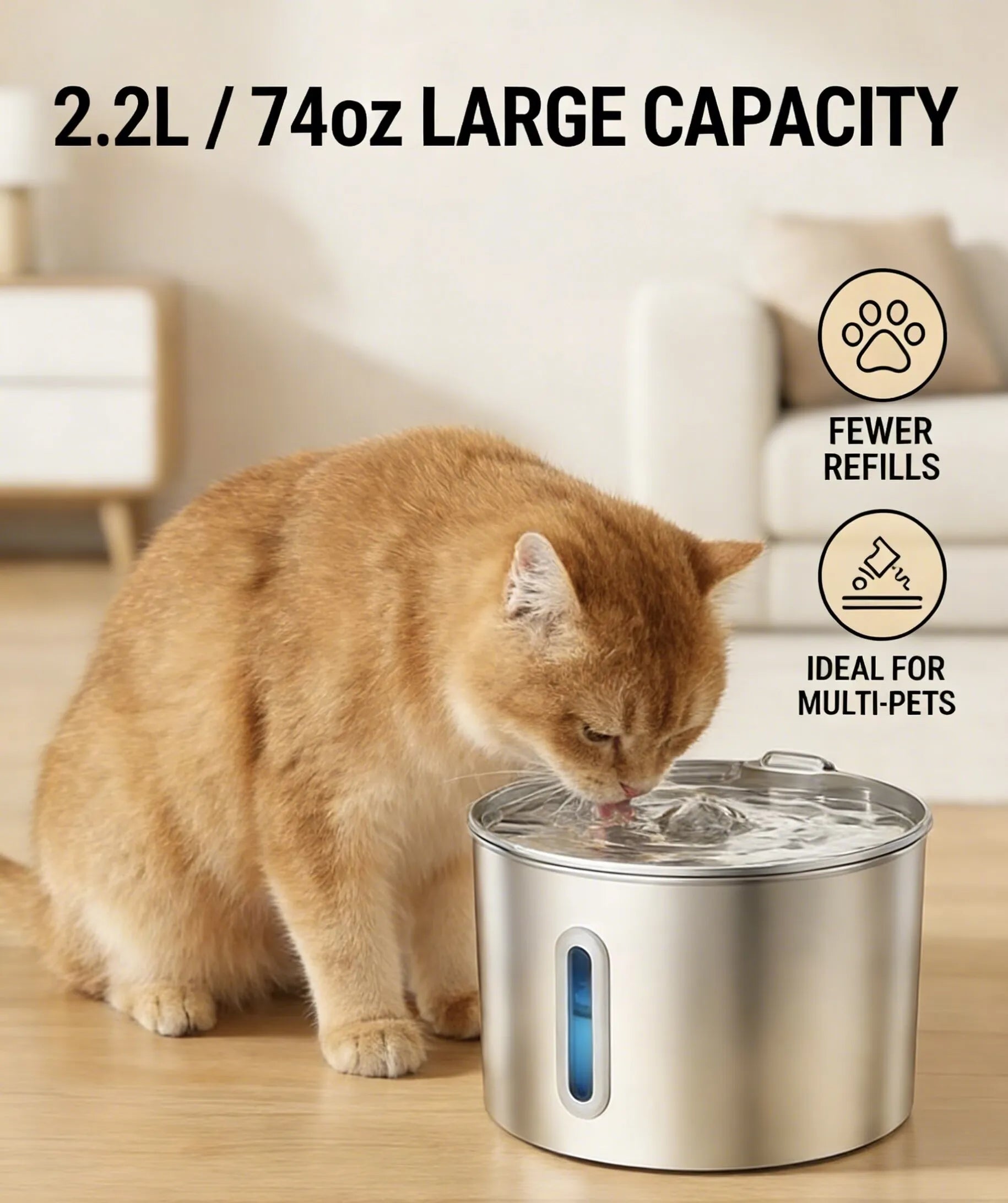 Stainless Steel Pet Water Fountain