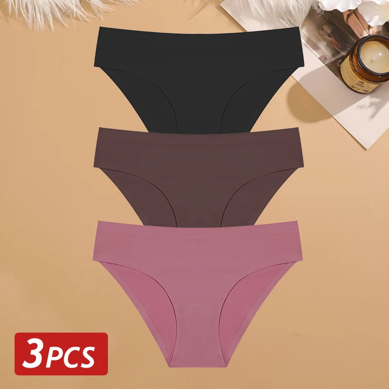 Women's Seamless Ice-Silk Briefs – 3-Pack Low-Rise