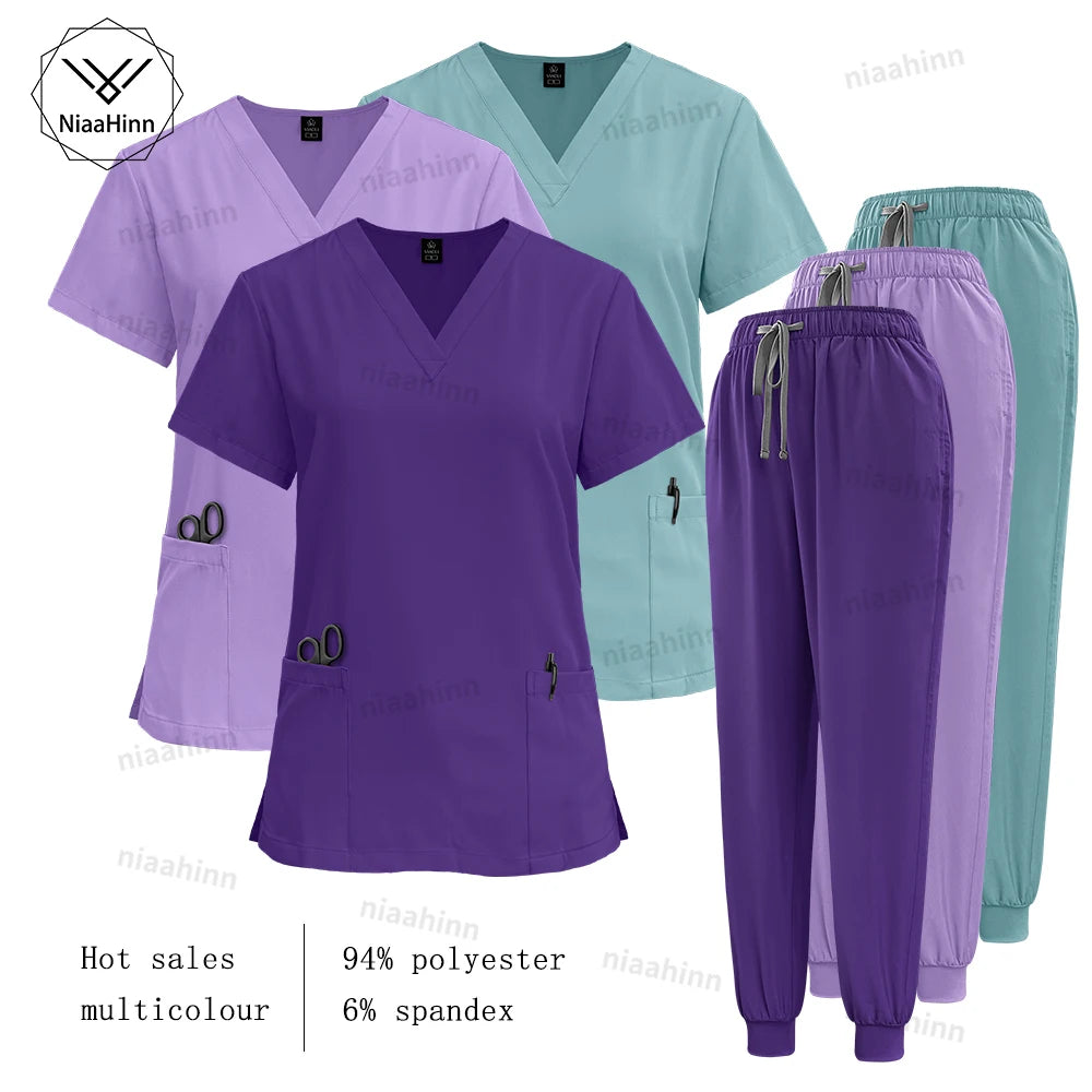 Unisex Scrubs Set – Solid Color Nursing Uniform