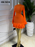 Long-Sleeve Ruffle Bodycon Mini Dress