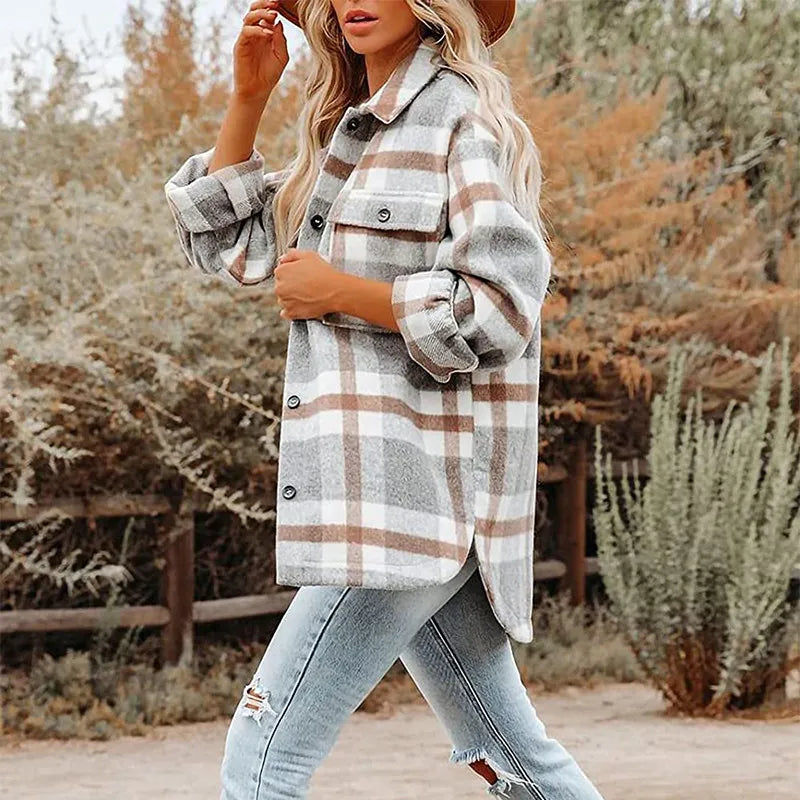 Plaid Wool-Blend Shacket