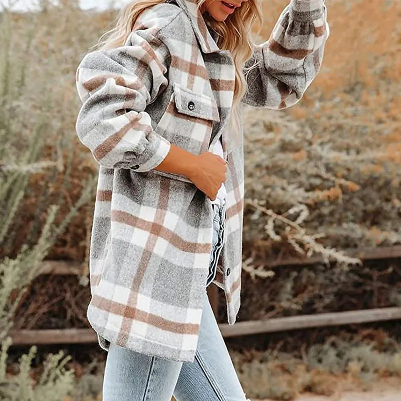Plaid Wool-Blend Shacket