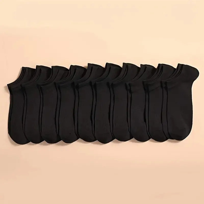 Unisex Low-Cut Ankle Socks – 10 Pairs, Breathable & Anti-Odor