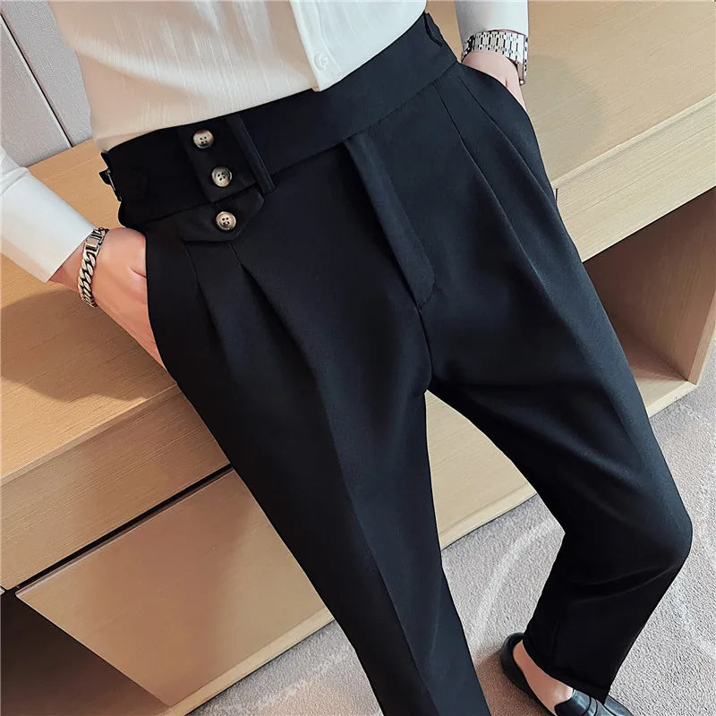 Men's Slim-Fit Dress Trousers – Formal Business Pants
