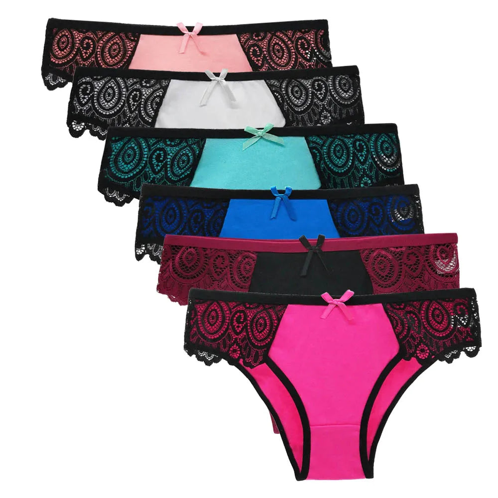 Women's Lace Cotton Briefs – 5-Pack Low-Rise
