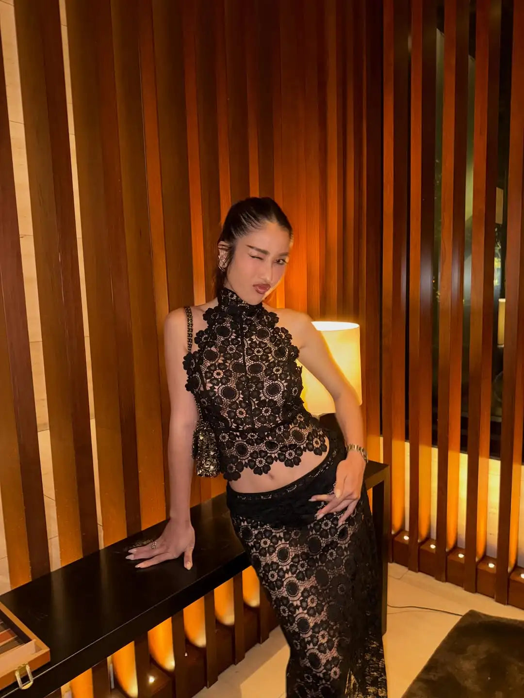 Lace Two-Piece Top & Skirt Set