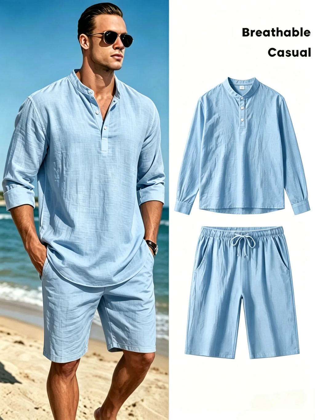 Linen Shirt & Shorts Set