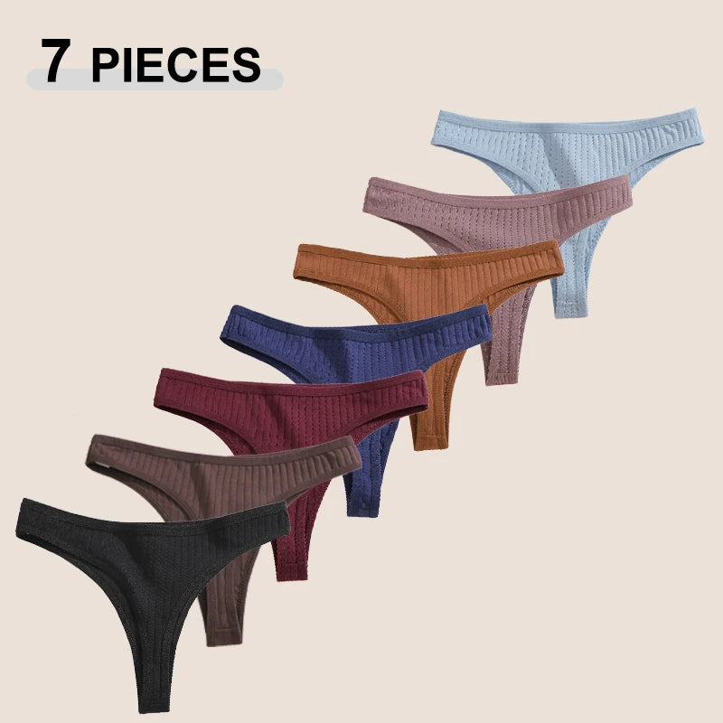 Women's Seamless Cotton Thongs – 7-Pack Breathable