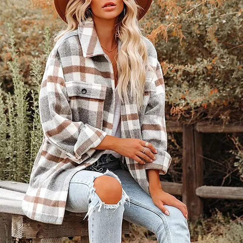 Plaid Wool-Blend Shacket