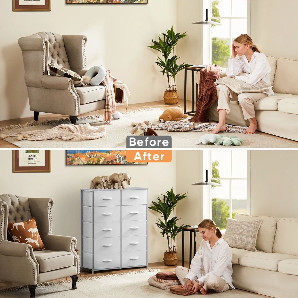 Fabric Drawer Dresser – Bedroom Storage Chest, 5/7/10 Drawers
