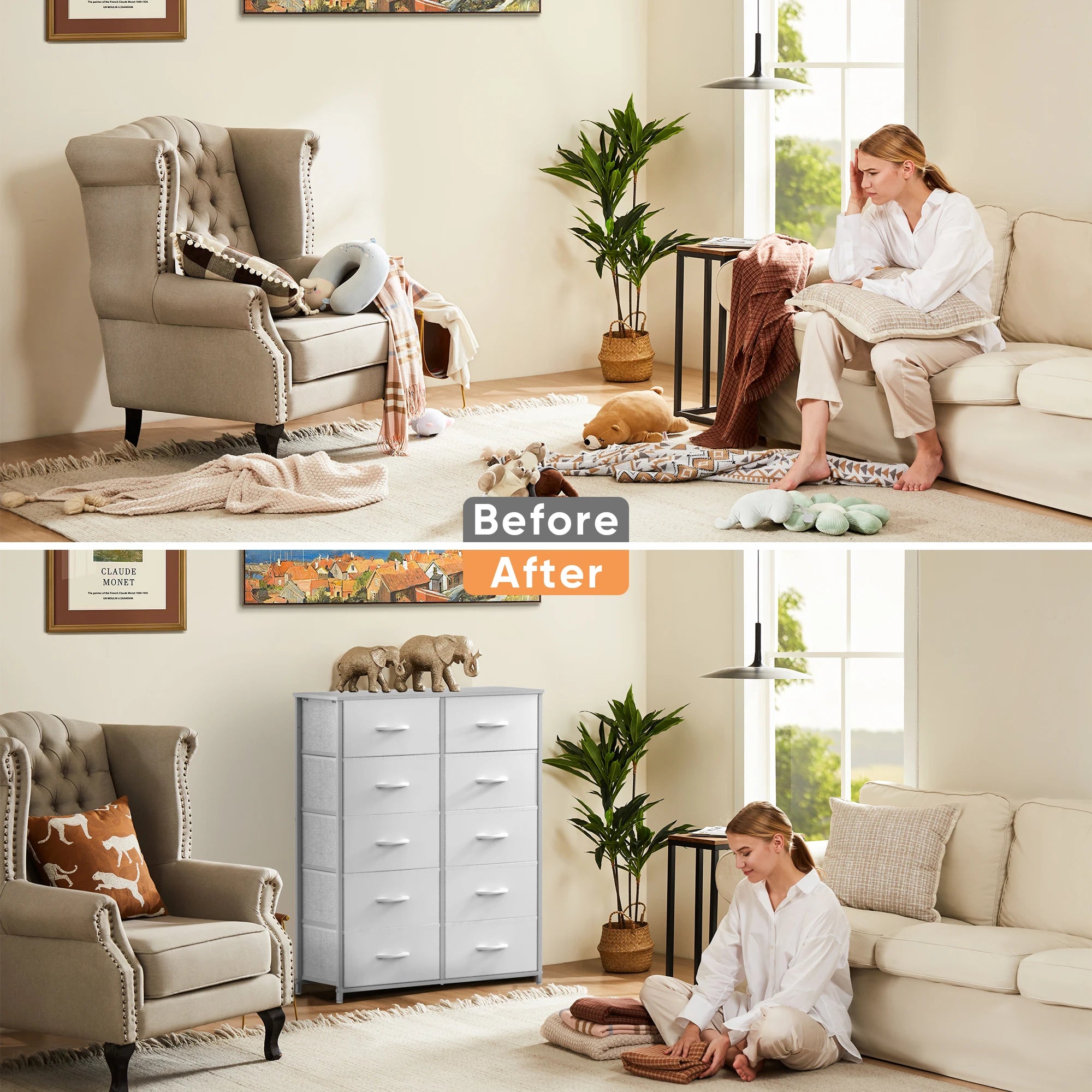 Fabric Drawer Dresser – Bedroom Storage Chest, 5/7/10 Drawers