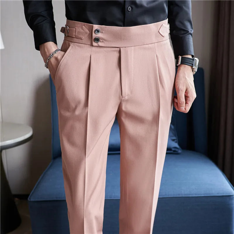 Men's Slim-Fit Dress Trousers – Formal Business Pants