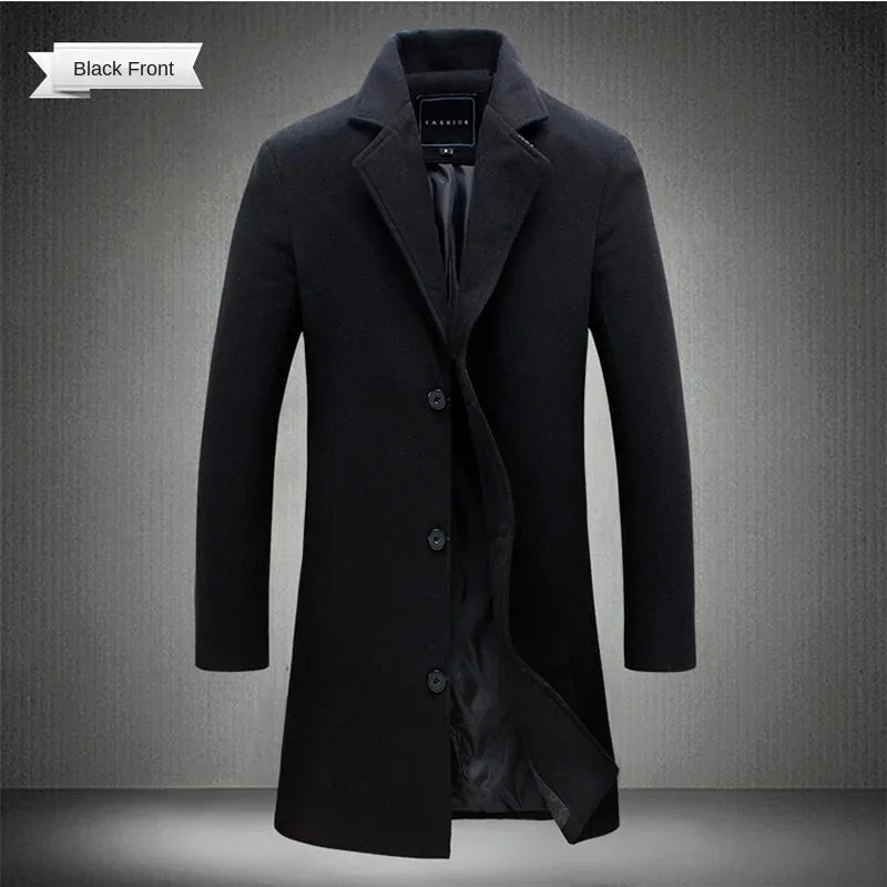 Long Wool-Blend Overcoat