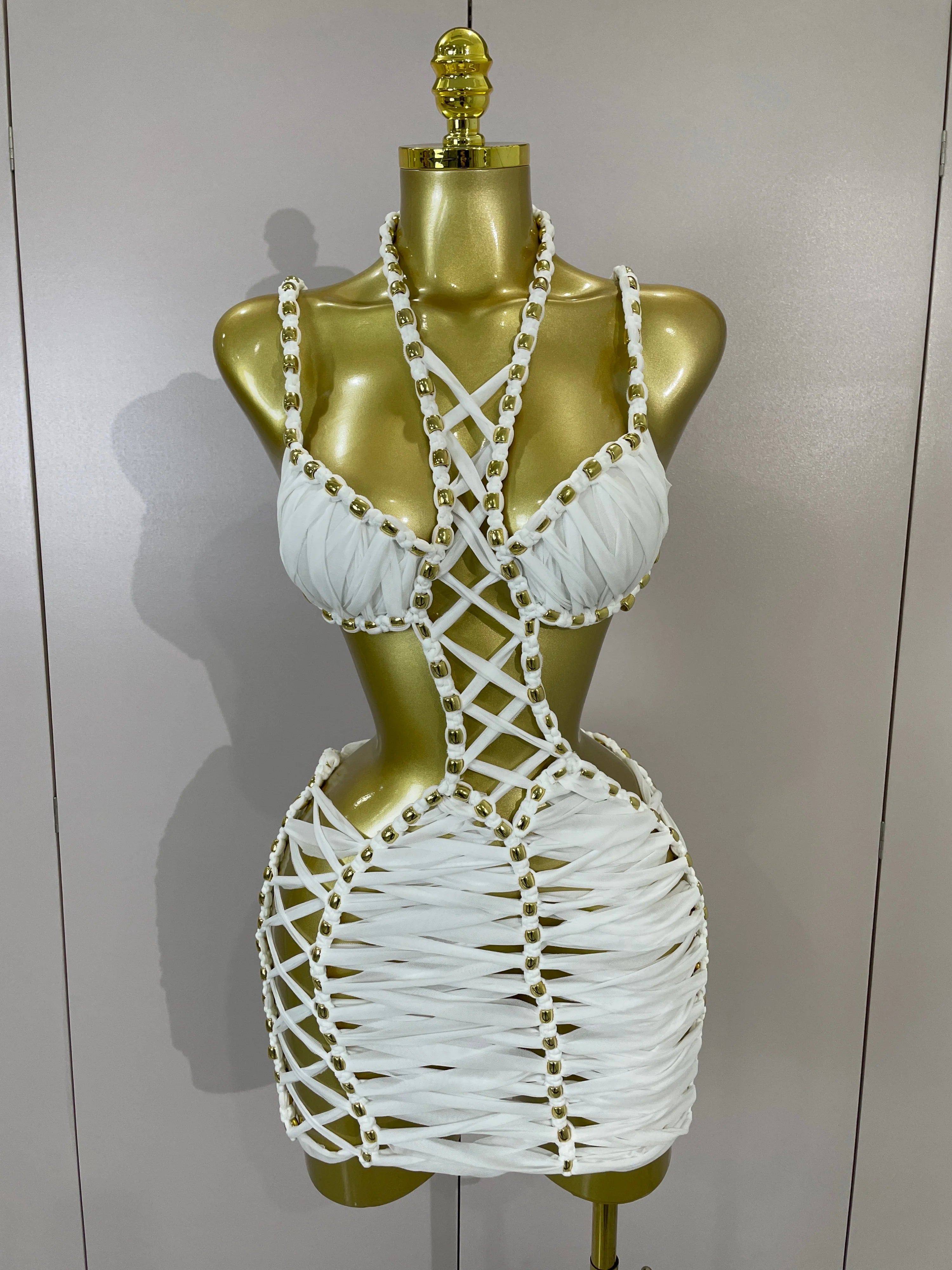 Cut-Out Crochet Mini Dress