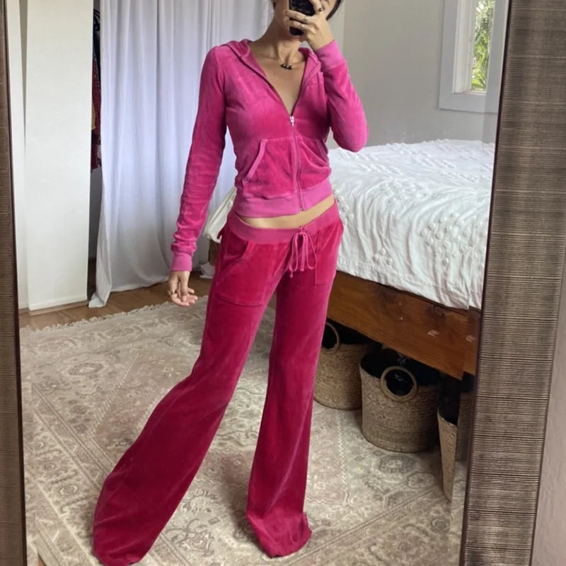 Velour Zip Tracksuit Set