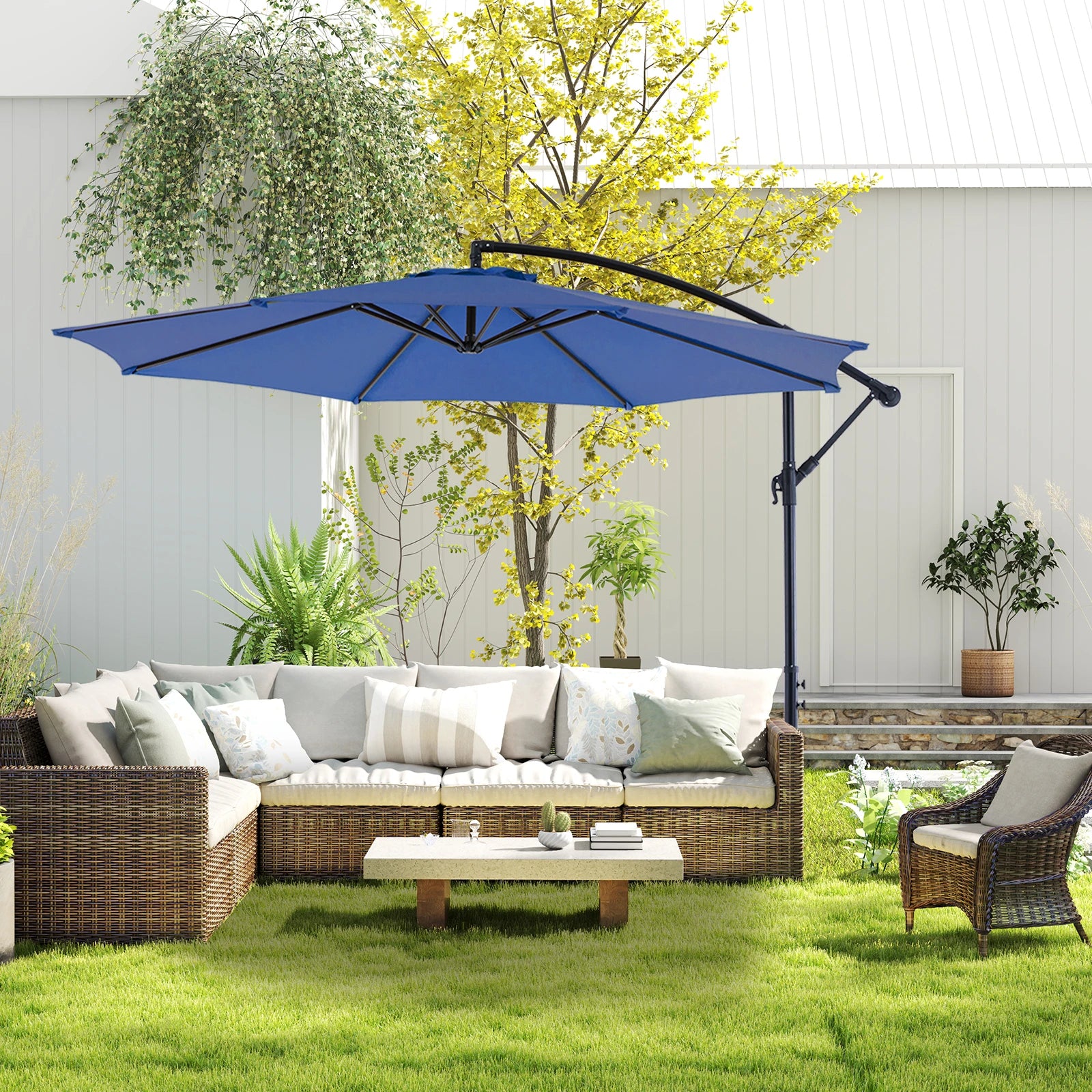 10ft Cantilever Patio Umbrella – Offset Tilt, 8-Rib Shade