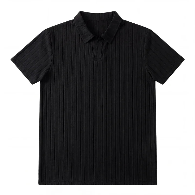 Men's Ribbed Knit Polo – Short-Sleeve Casual