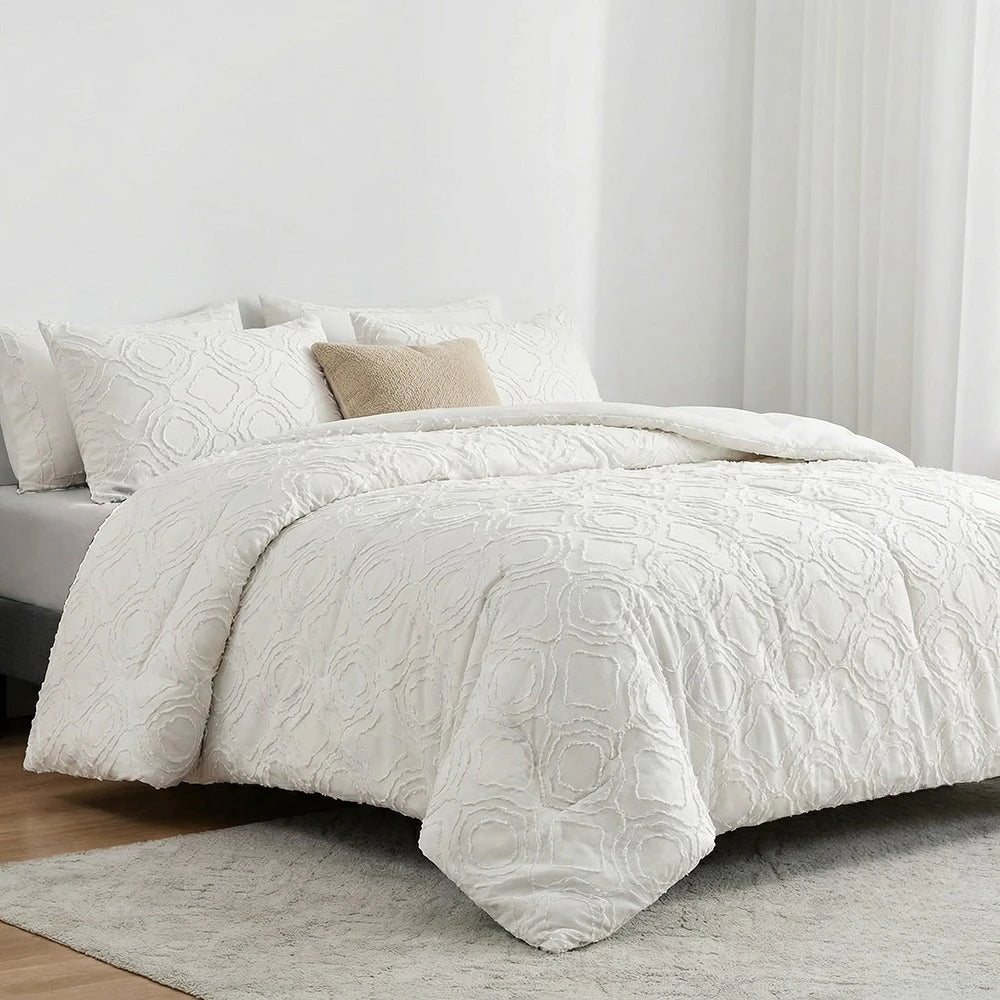 Tufted Comforter Bedding Set – 5 or 7 Piece, Solid Color