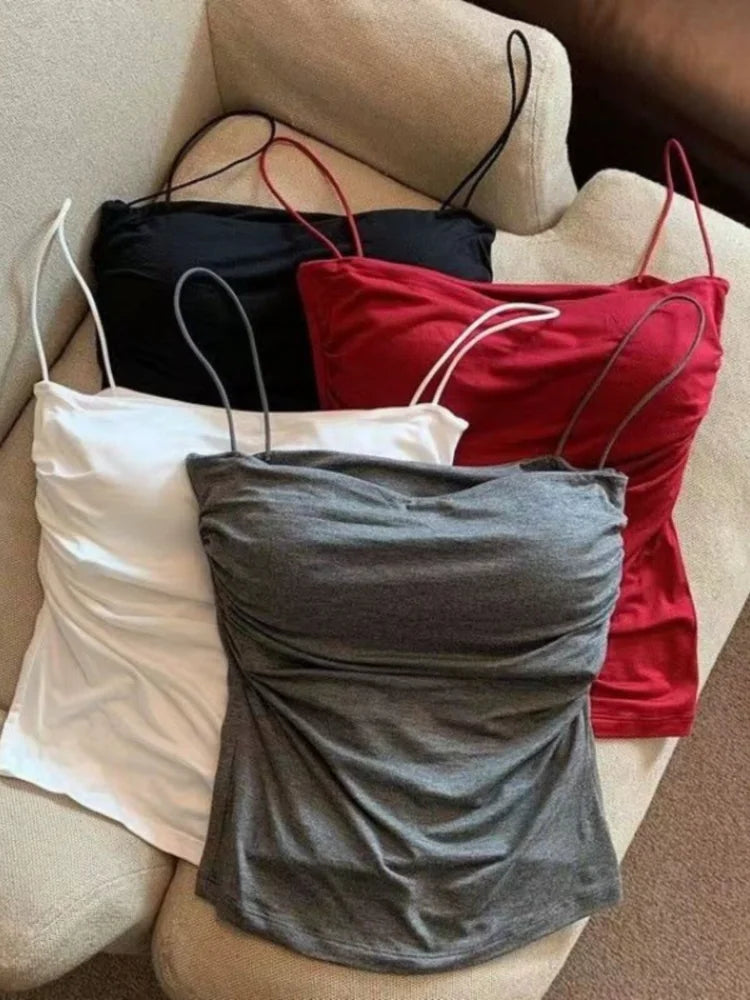 Ruched cami tank grey