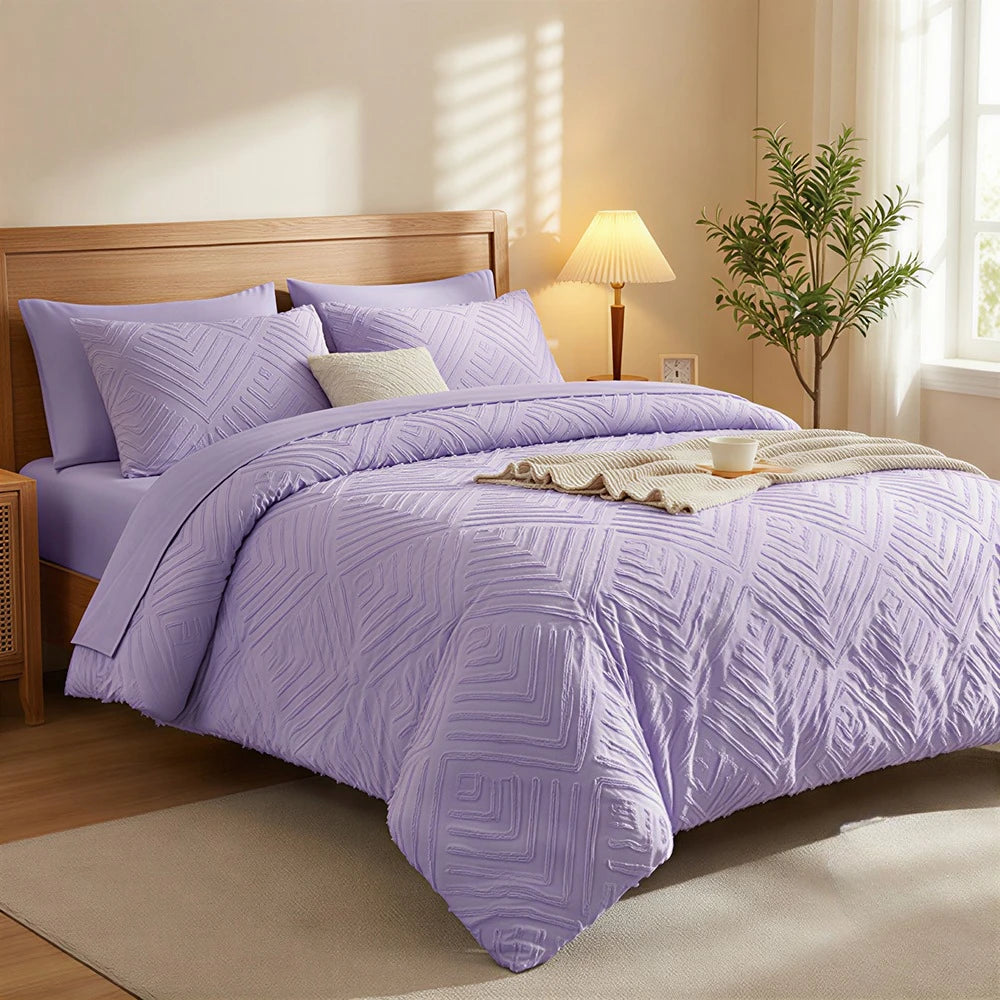 Tufted Comforter Bedding Set – 5 or 7 Piece, Solid Color
