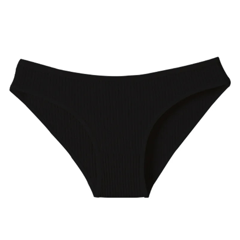 7Pcs/Set Women Panties Striped Briefs Women Underwear Low Waist Cotton Panty Sexy Solid Underpants Black Female Lingerie S-XXL