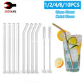 Reusable Glass Drinking Straw Set — with Cleaning Brushes & Case
