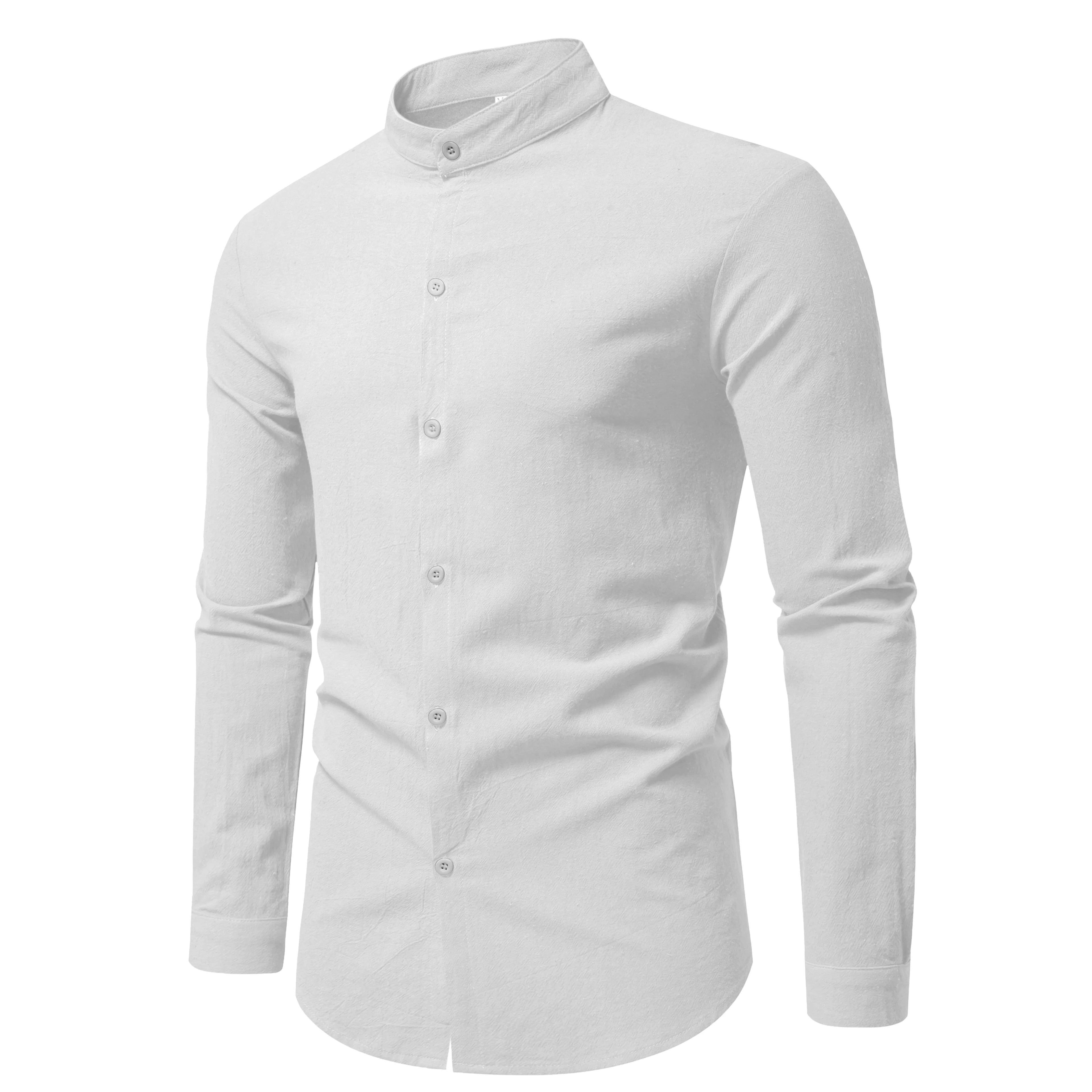 Men's Stand-Collar Shirt – Long-Sleeve Cotton