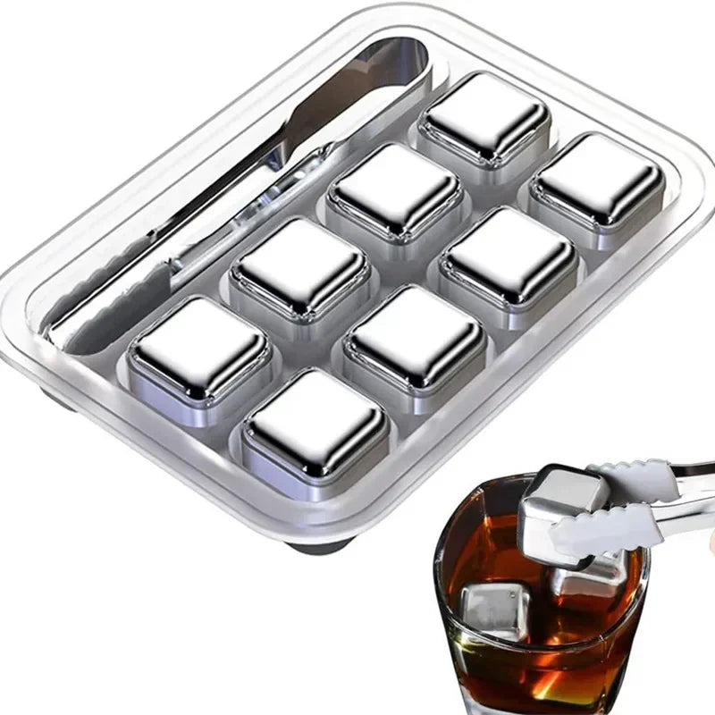 Reusable stainless steel ice cubes set