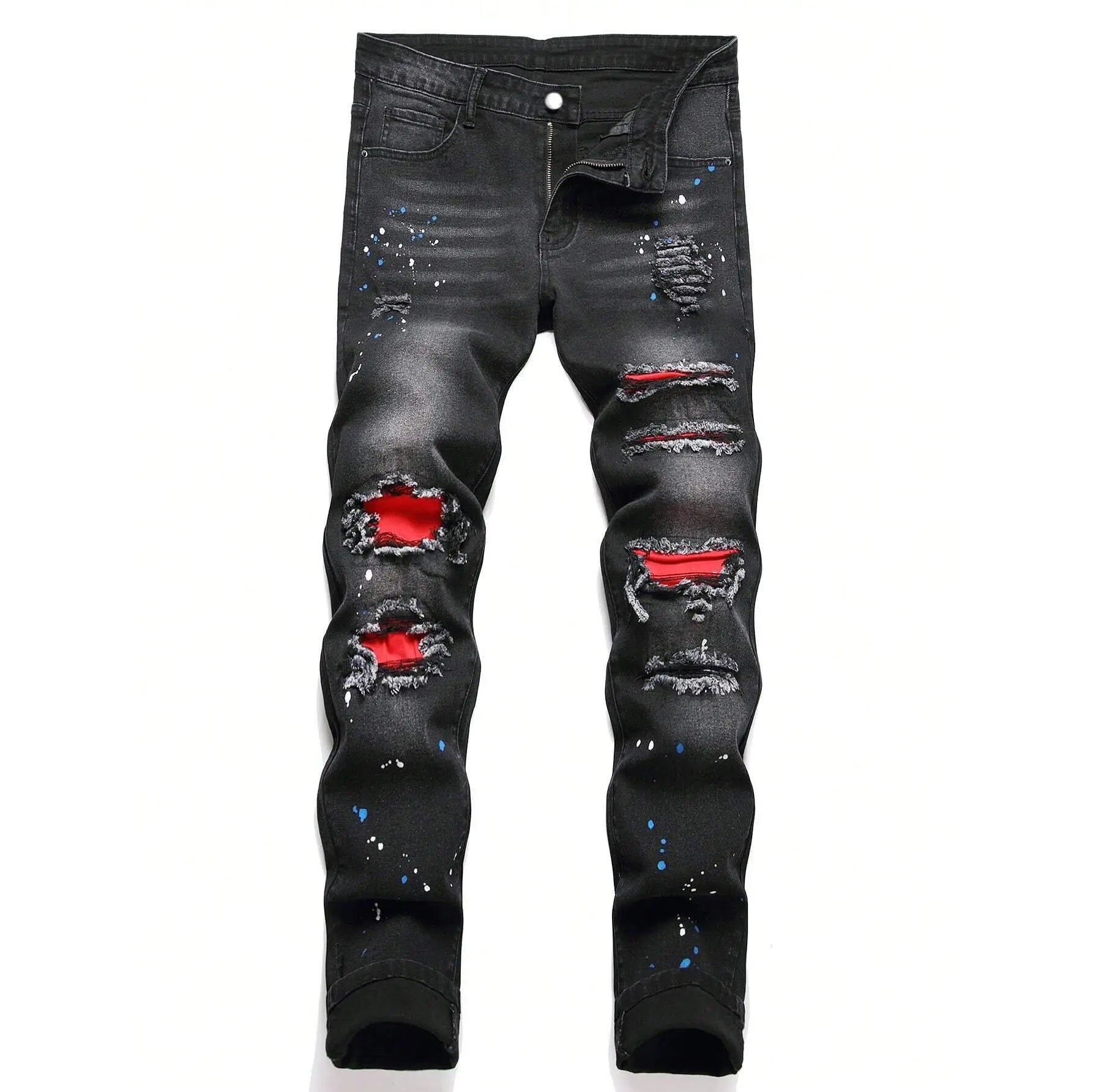 Men's Ripped Stretch Jeans – Slim Fit Denim
