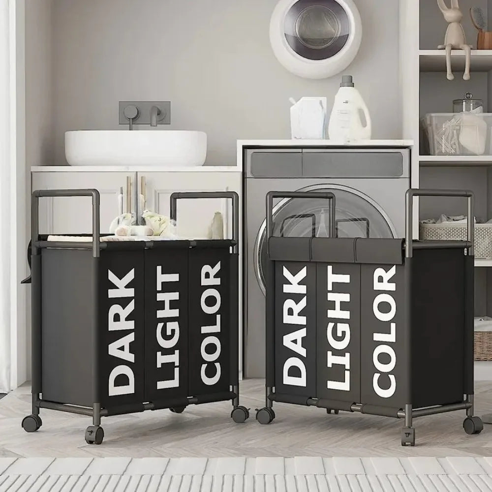 3-Section Rolling Laundry Sorter