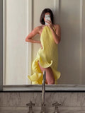 Satin Ruffle Cami Dress