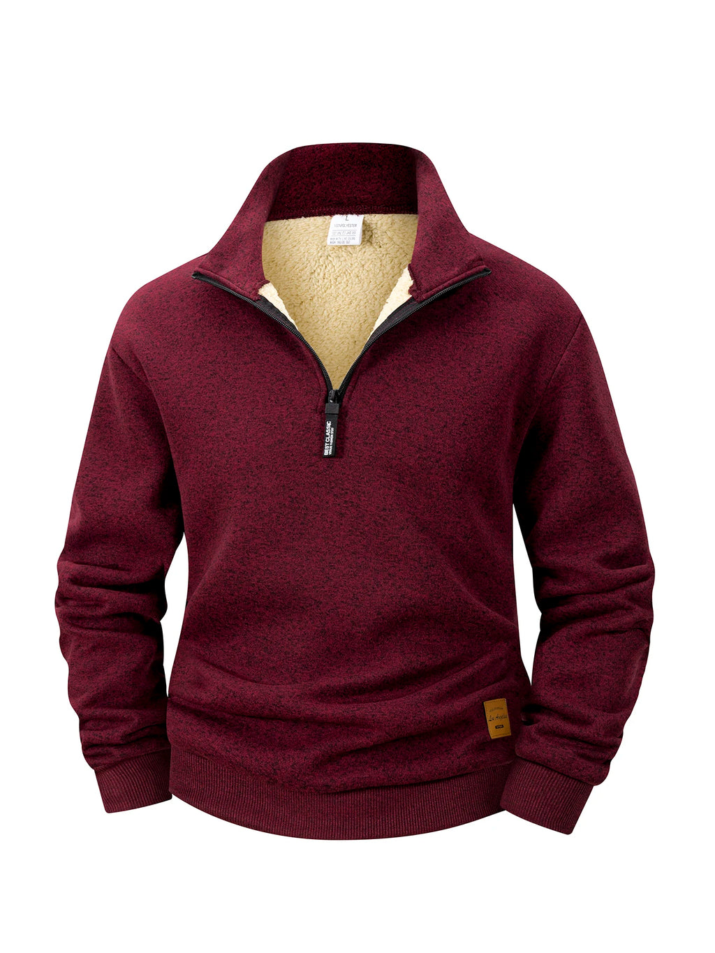 Men's Stand-Collar Zip Hoodie – Fleece-Lined Mock-Neck Pullover