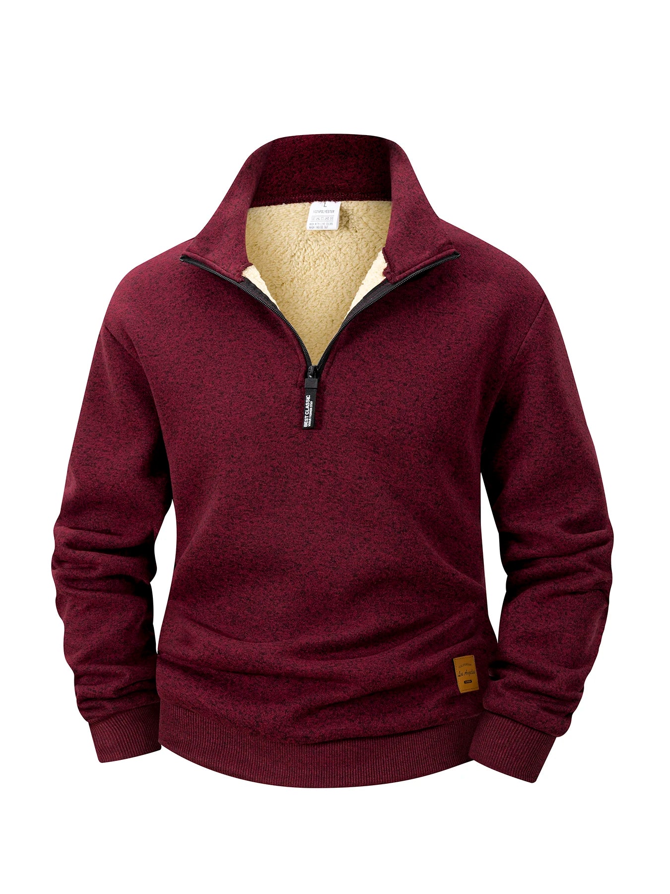 Men's Stand-Collar Zip Hoodie – Fleece-Lined Mock-Neck Pullover