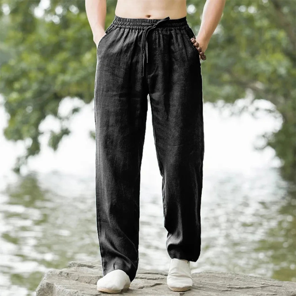 Linen joggers black