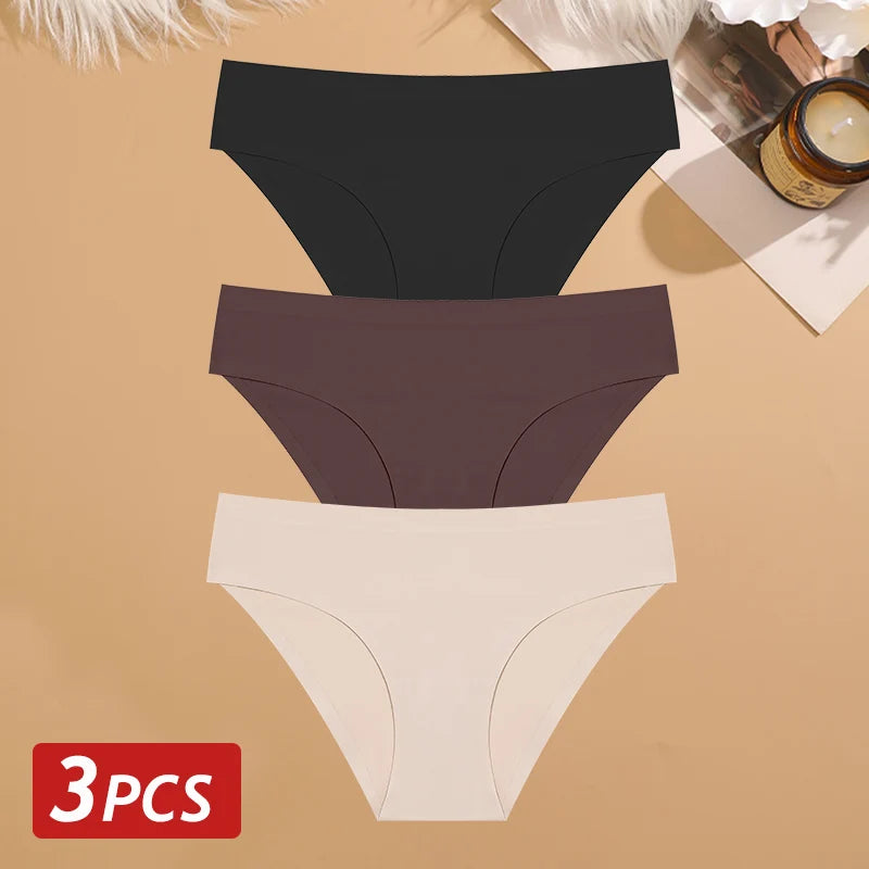 Women's Seamless Ice-Silk Briefs – 3-Pack Low-Rise