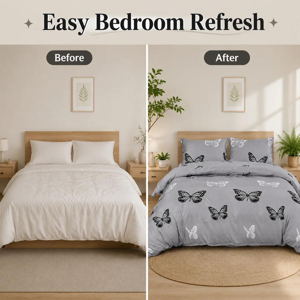 Butterfly Duvet Cover Set – 3-Piece Bedding