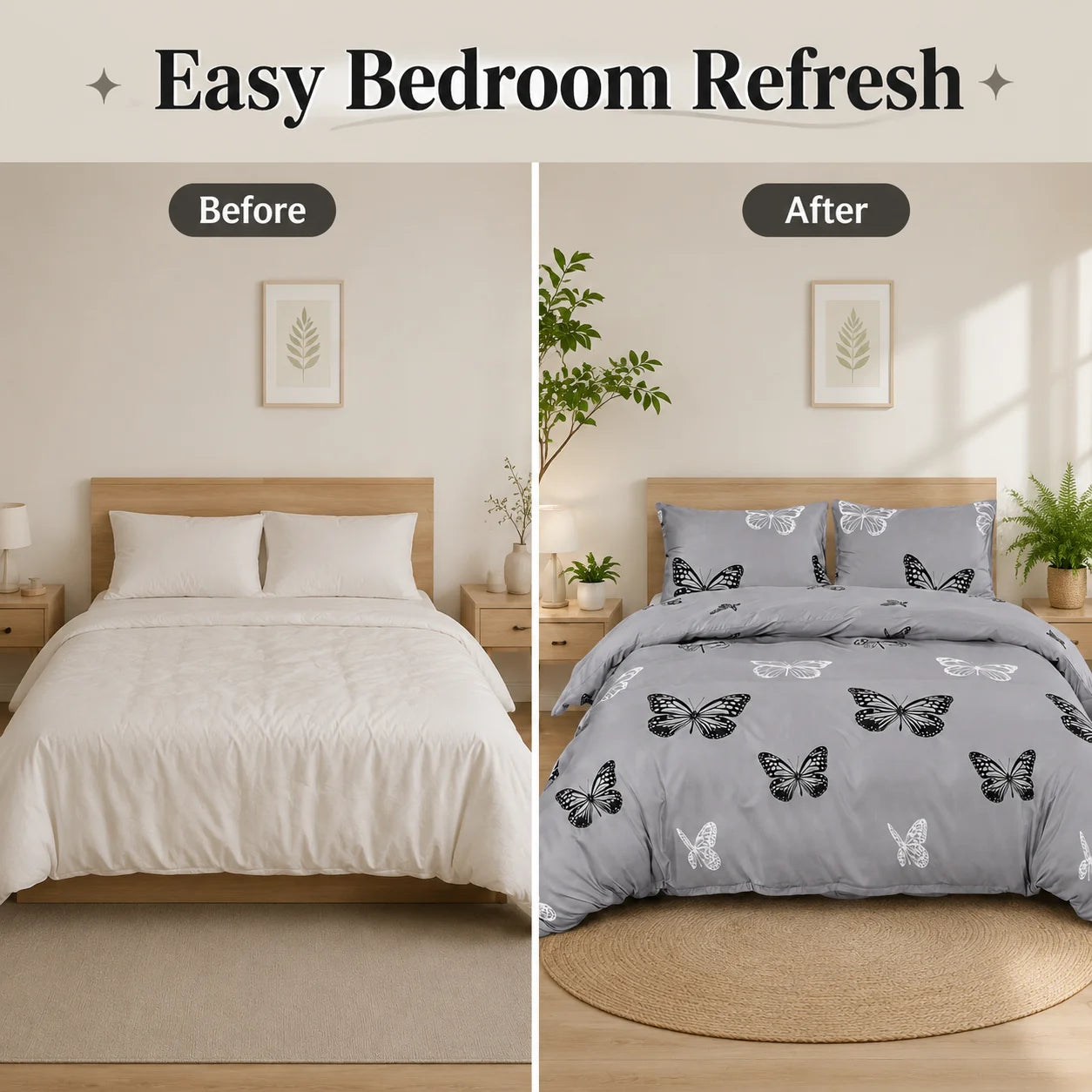 Butterfly Duvet Cover Set – 3-Piece Bedding