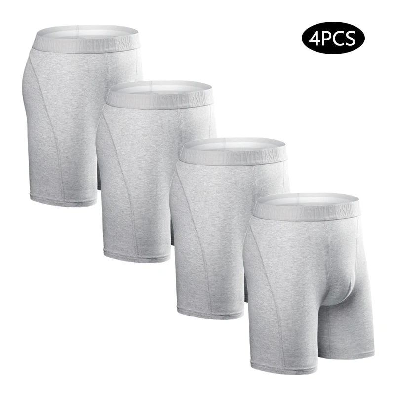 Men's Long-Leg Boxer Briefs – 4-Pack (Plus Sizes)