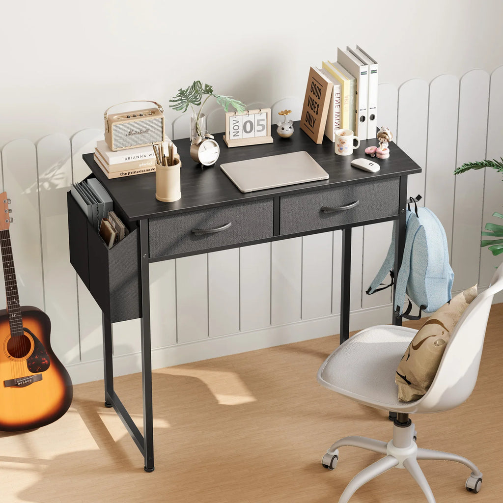32-Inch Office Computer Desk – Storage Drawers & Metal Frame
