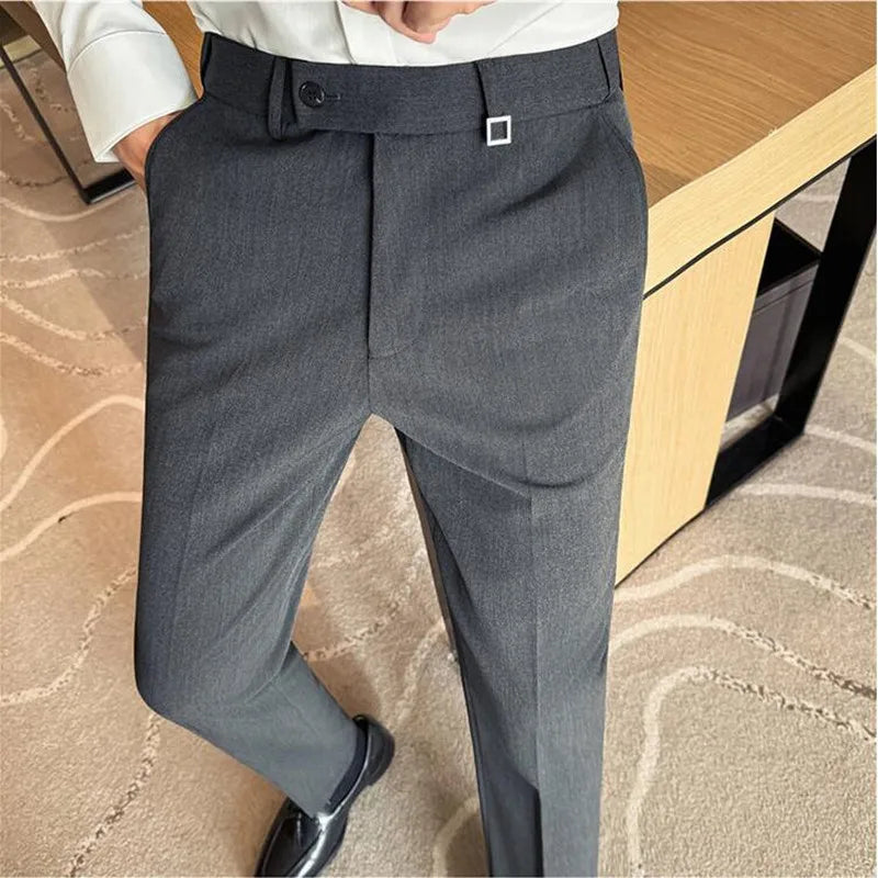 Men's Slim-Fit Dress Pants – Stretch Waist Trousers