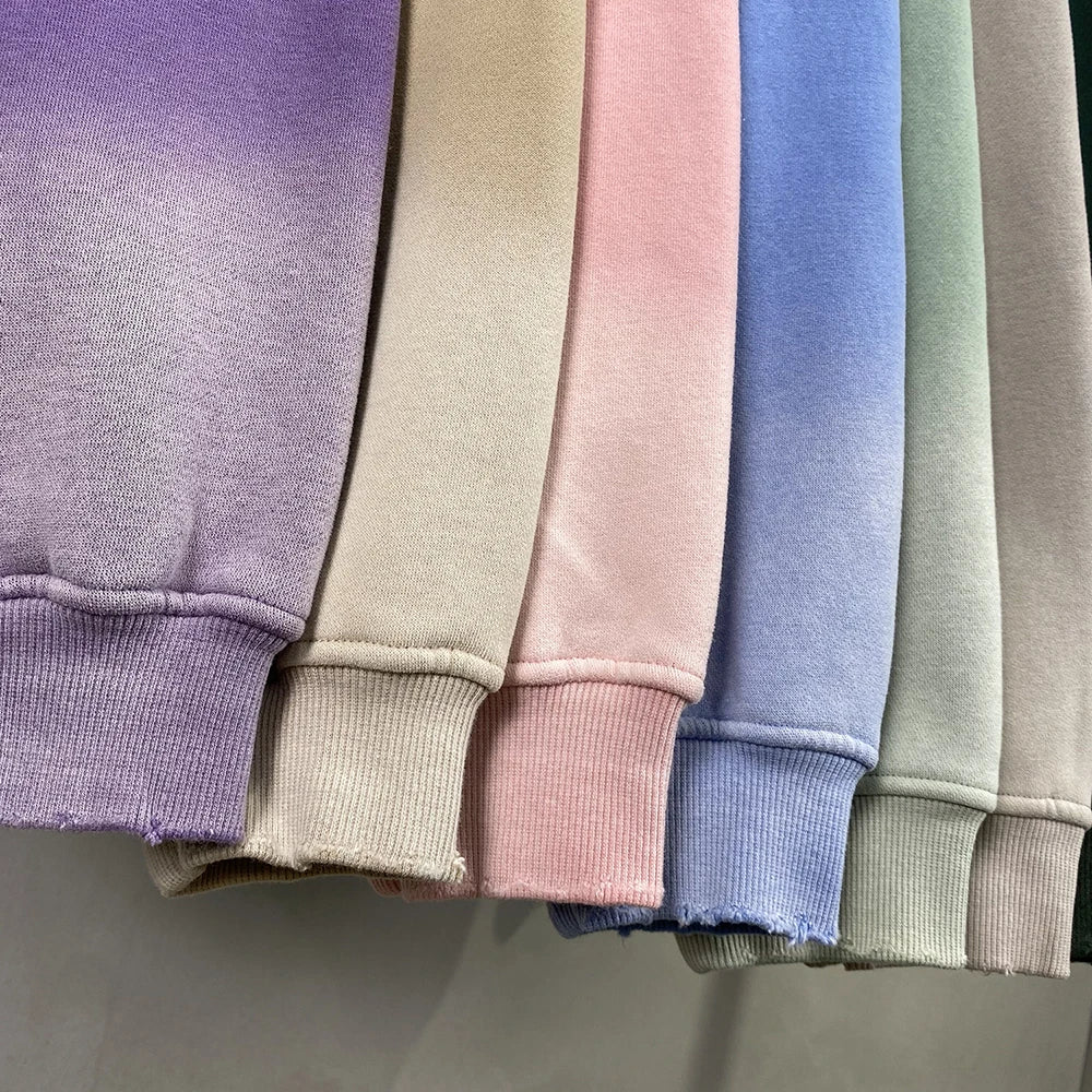 Men's Washed Gradient Hoodie – Spray-Dye Oversized Pullover