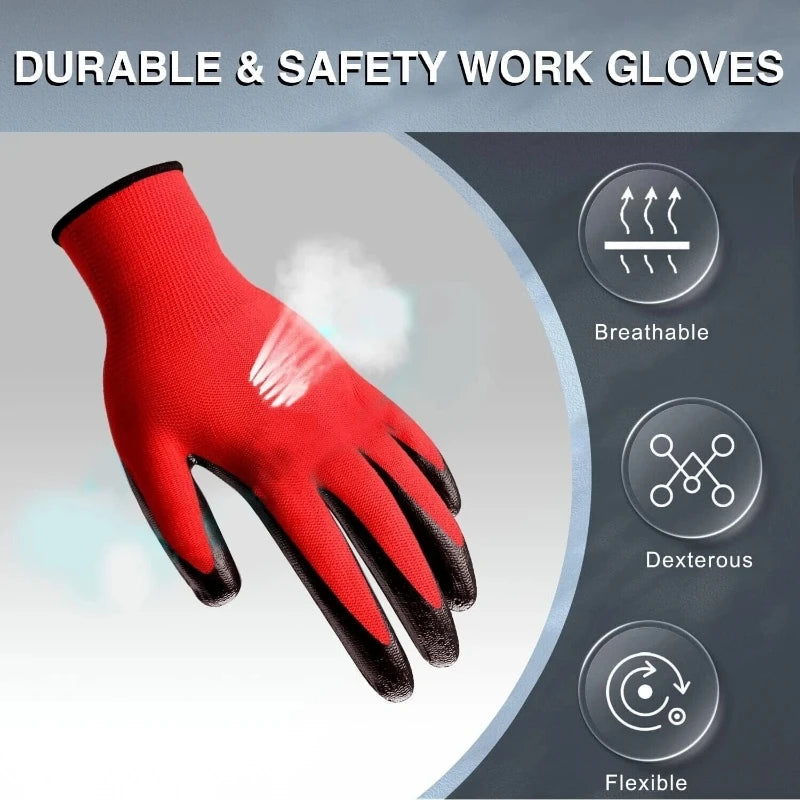 Nitrile-Coated Work Gloves – Firm-Grip Builders & Garden Gloves
