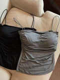 Ruched cami tank white and grey
