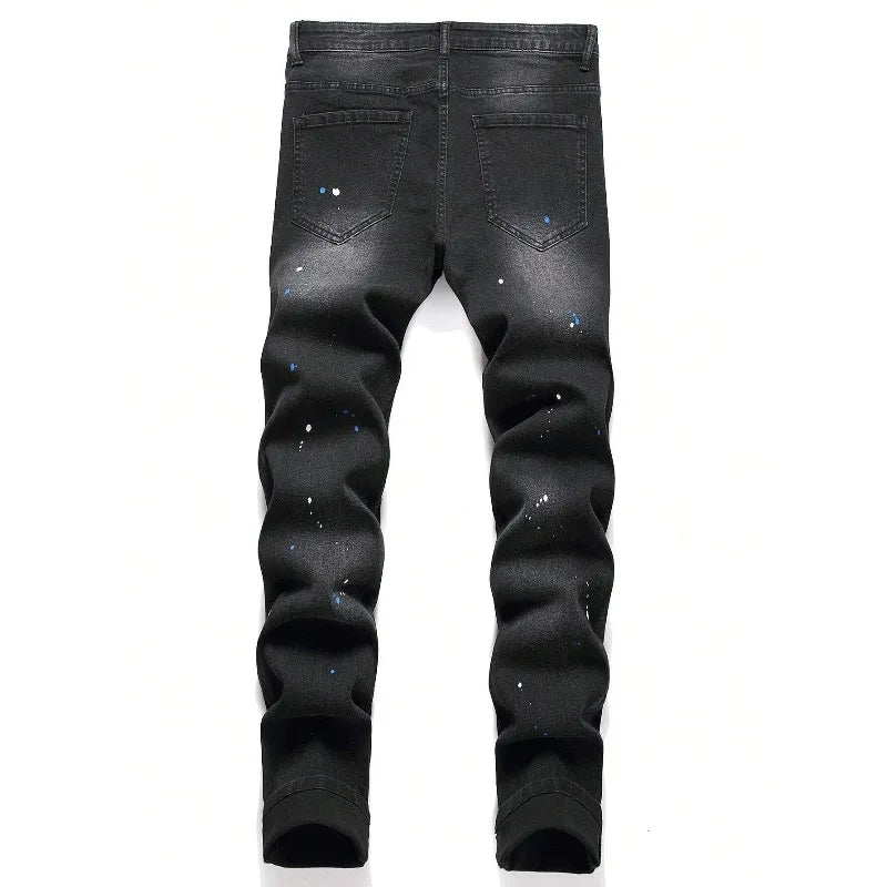 Men's Ripped Stretch Jeans – Slim Fit Denim