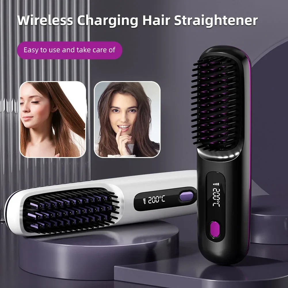 Ceramic Hair Straightener Brush (Anti-Scald)