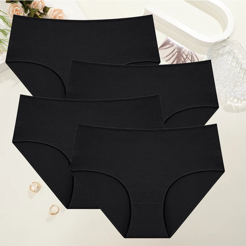 Women's High-Waist Cotton Briefs – 4-Pack Seamless